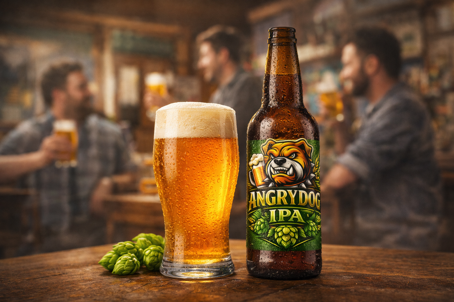 Cerveja Angrydog em ambiente